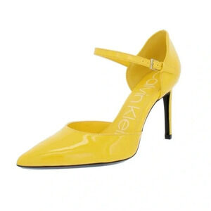CALVIN KLEIN |Women’s Yellow Roya Pointed Toe Stiletto Patent Leather Pumps 9.5M